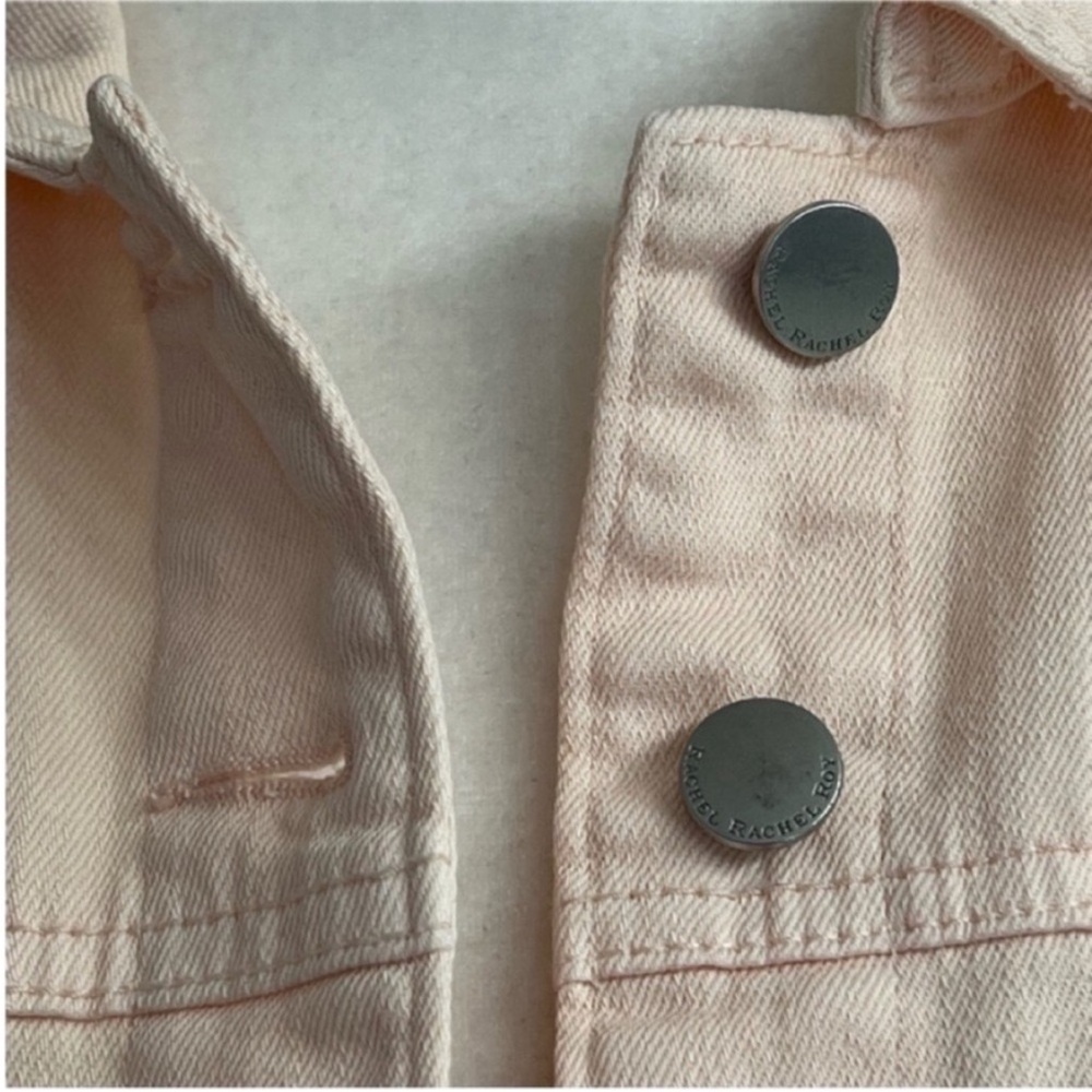 RACHEL Rachel Roy Blush Deconstructed Denim Jacket Size XS - Picture 4 of 10
